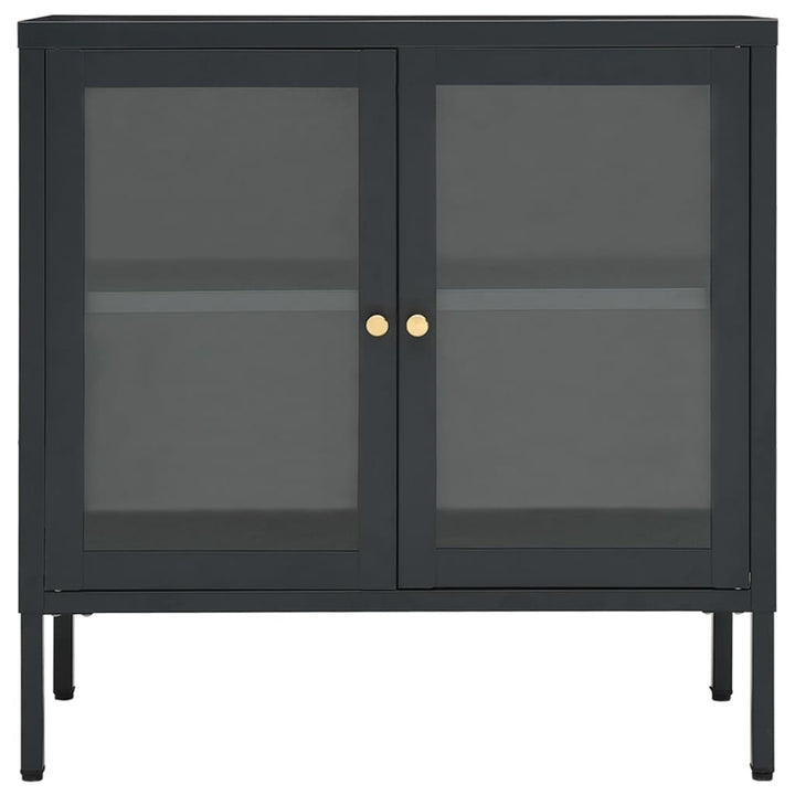 skænk 70x35x70 cm stål og glas antracitgrå