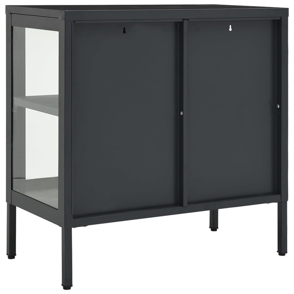 skænk 70x35x70 cm stål og glas antracitgrå