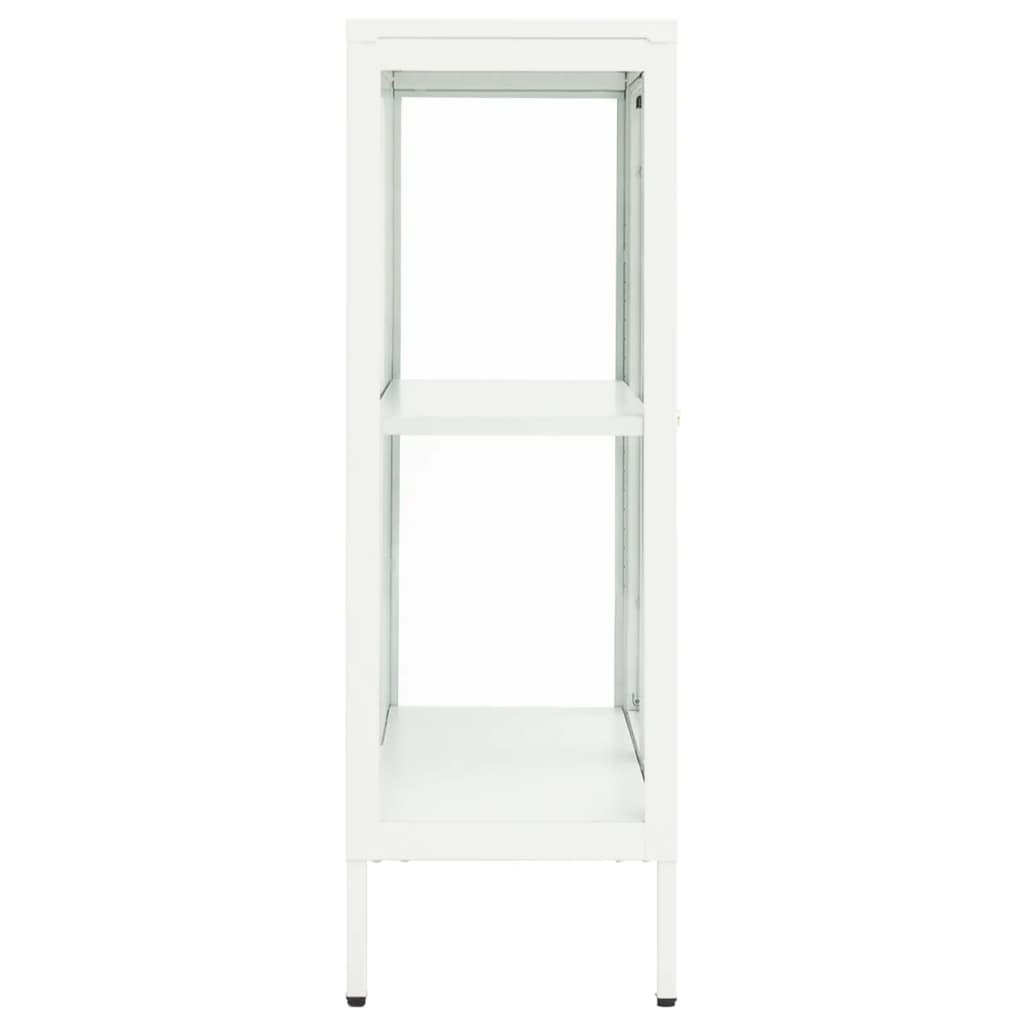 skænk 75x35x105 cm stål og glas hvid