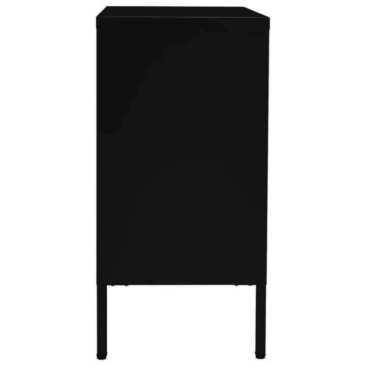 skænk 75x35x70 cm stål og hærdet glas sort
