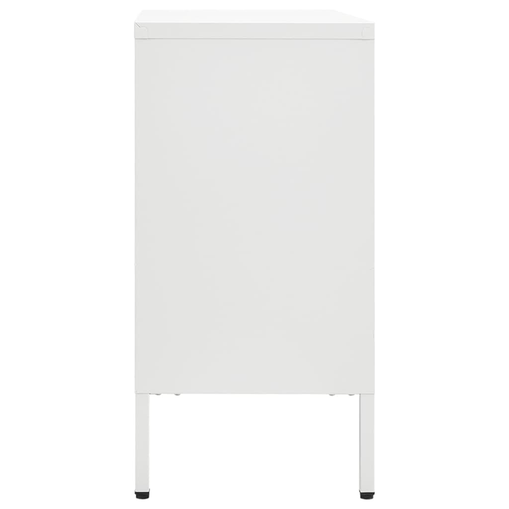 skænk 75x35x70 cm stål og hærdet glas hvid