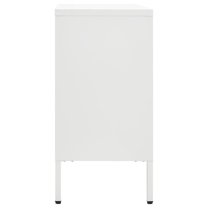 skænk 75x35x70 cm stål og hærdet glas hvid