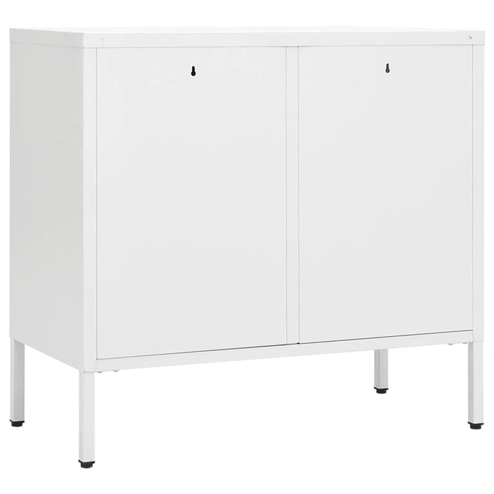 skænk 75x35x70 cm stål og hærdet glas hvid