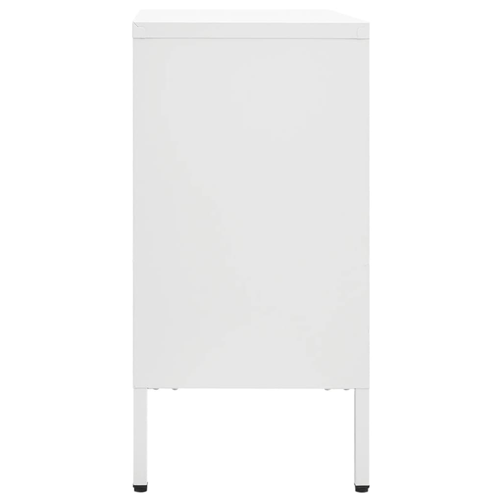 skænk 105x35x70 cm stål og glas hvid