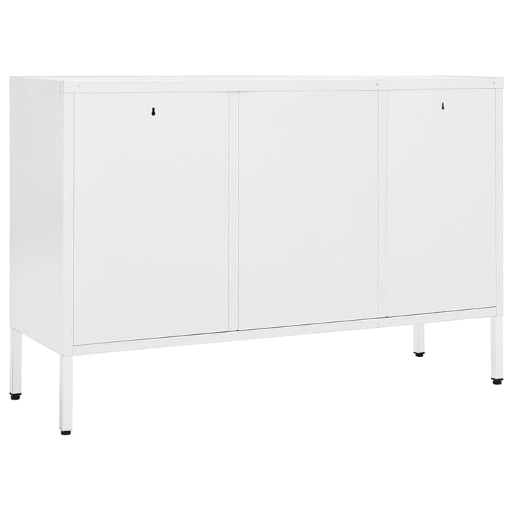 skænk 105x35x70 cm stål og glas hvid