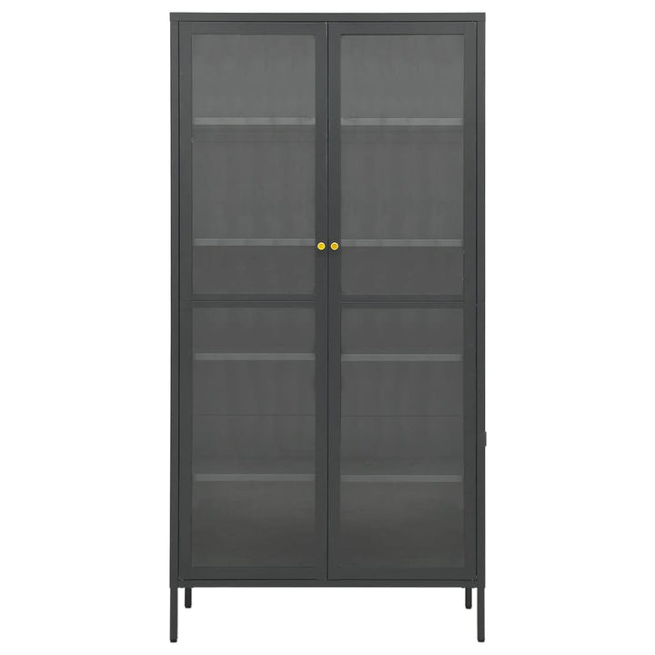 udstillingsskab 90x40x180 cm stål og hærdet glas antracitgrå