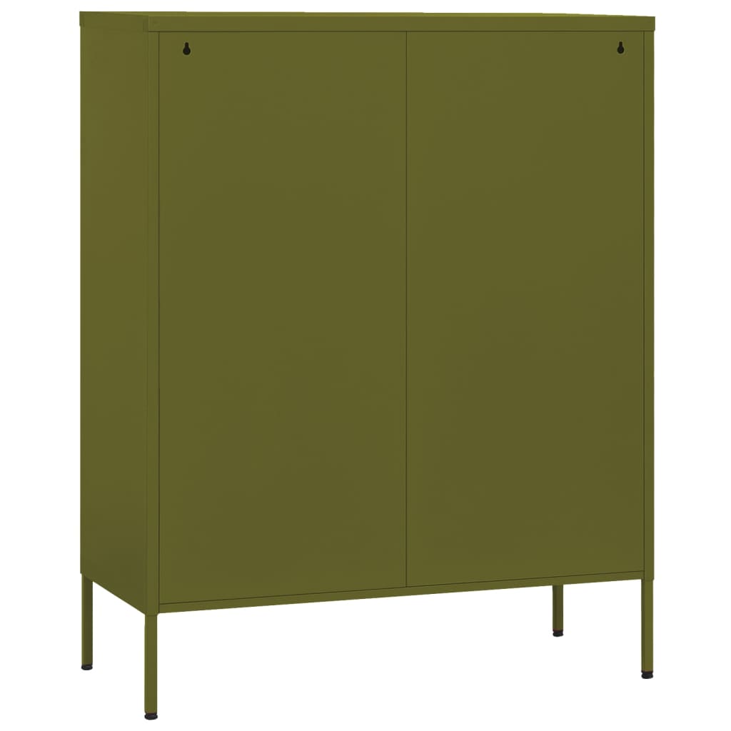 opbevaringsskab 80x35x101,5 cm stål olivengrøn