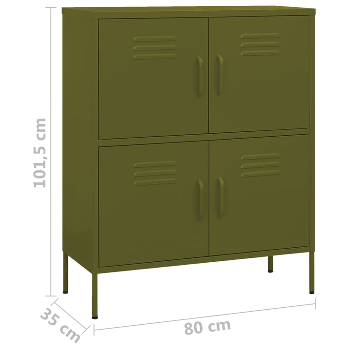 opbevaringsskab 80x35x101,5 cm stål olivengrøn