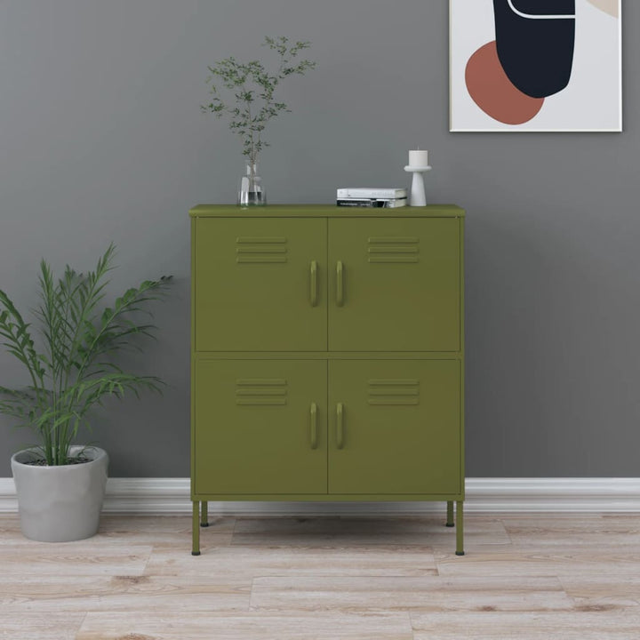 opbevaringsskab 80x35x101,5 cm stål olivengrøn