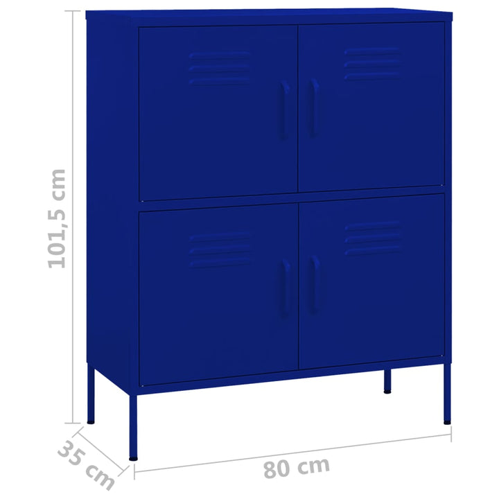 opbevaringsskab 80x35x101,5 cm stål marineblå