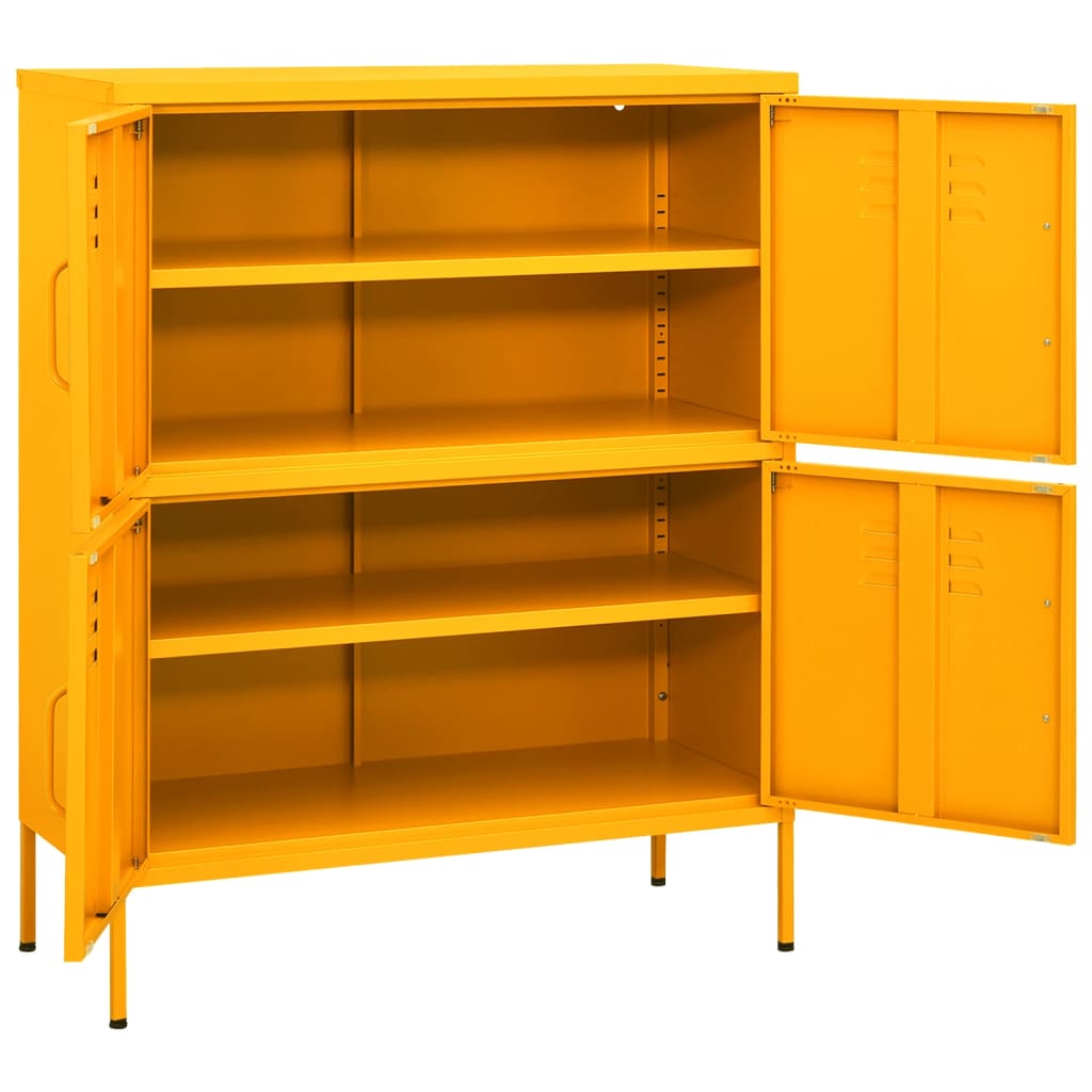opbevaringsskab 80x35x101,5 cm stål sennepsgul