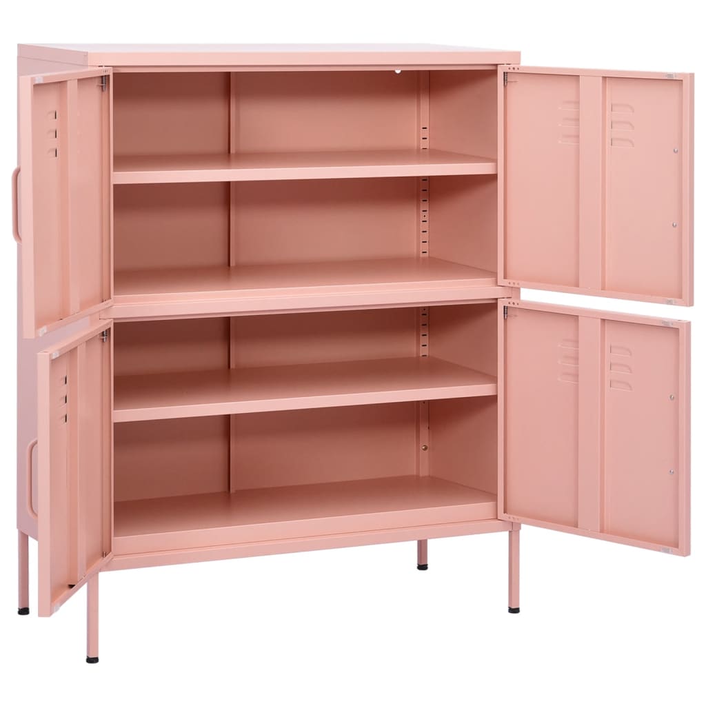 opbevaringsskab 80x35x101,5 cm stål lyserød