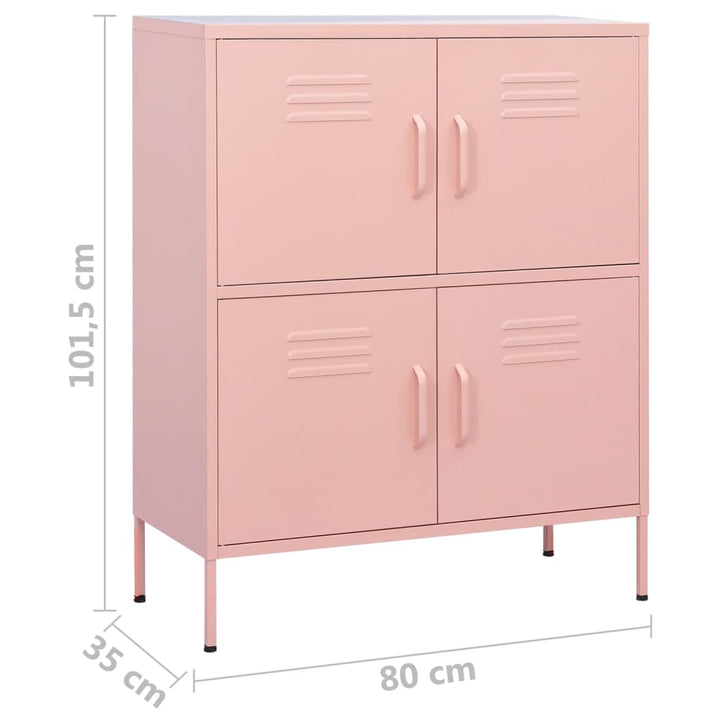 opbevaringsskab 80x35x101,5 cm stål lyserød