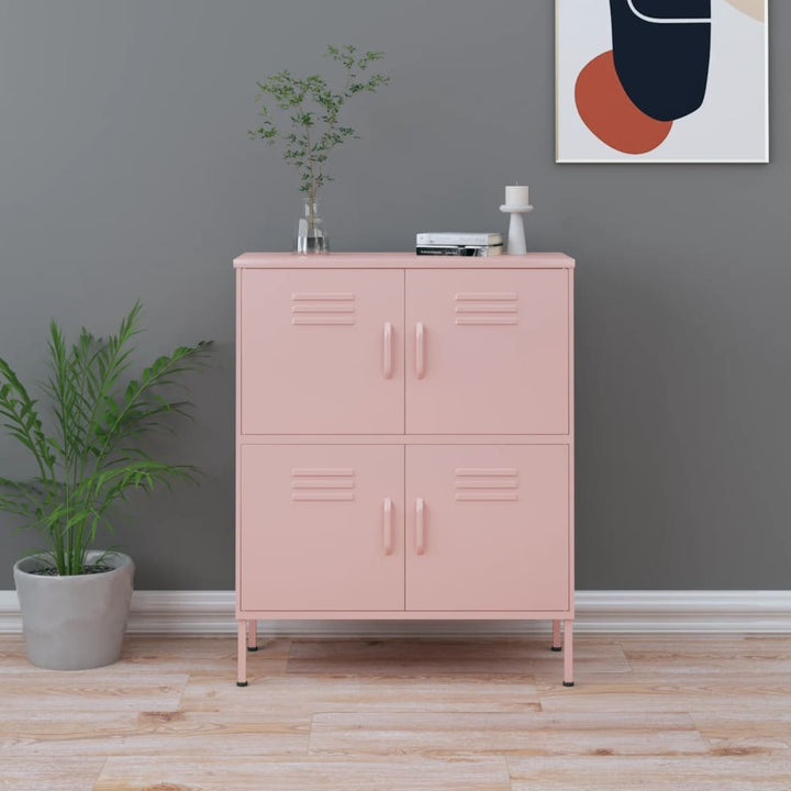opbevaringsskab 80x35x101,5 cm stål lyserød