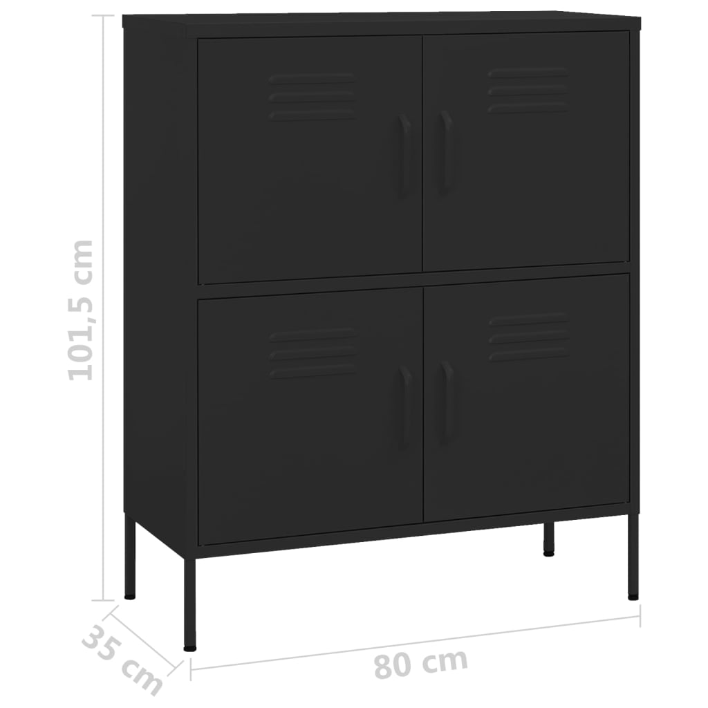 opbevaringsskab 80x35x101,5 cm stål sort