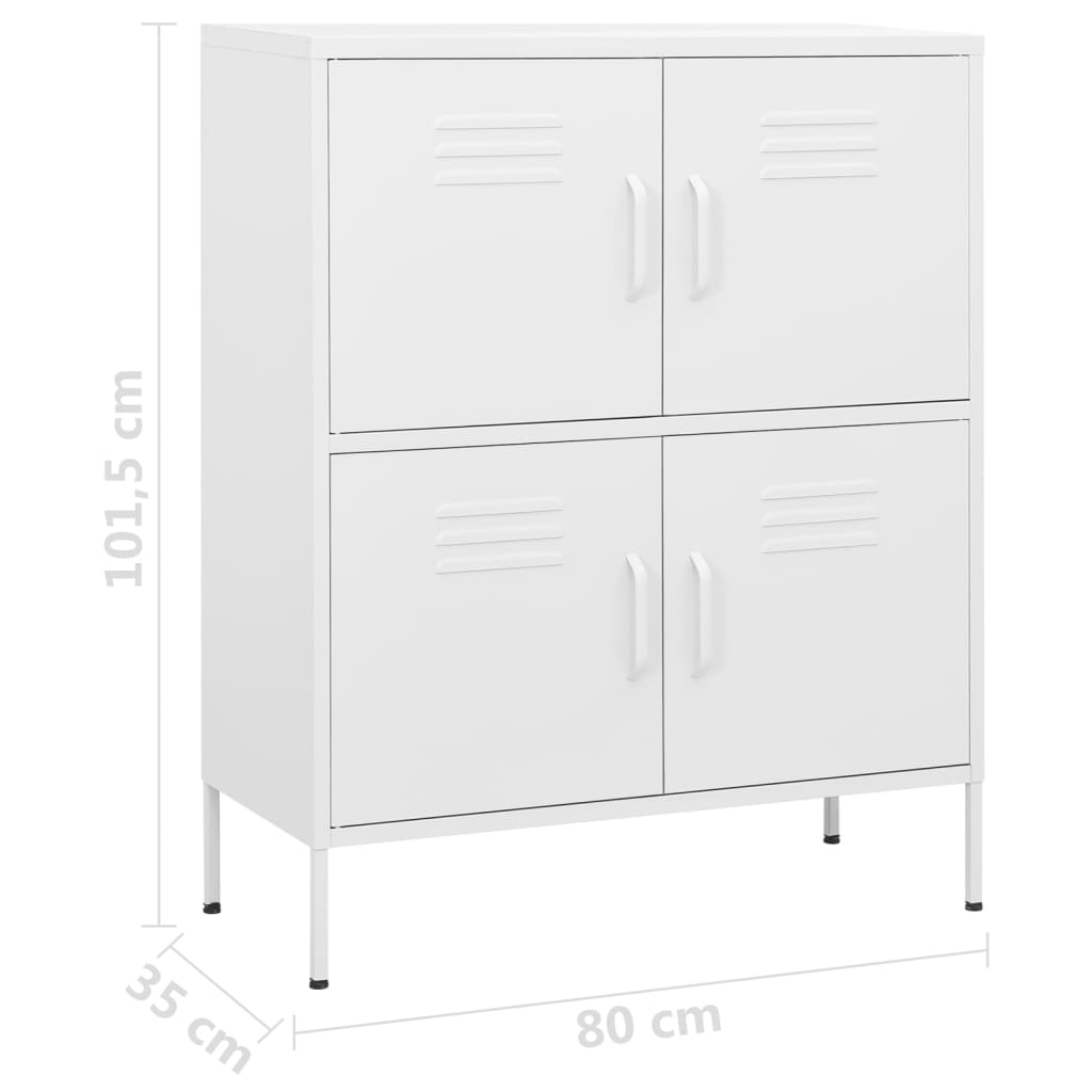 opbevaringsskab 80x35x101,5 cm stål hvid