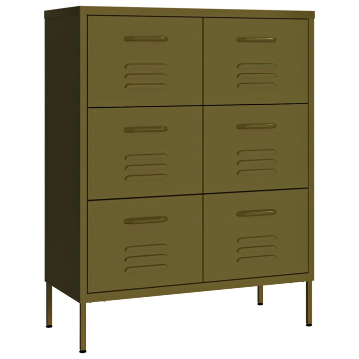 kommode 80x35x101,5 cm stål olivengrøn