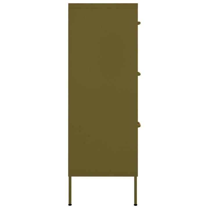 kommode 80x35x101,5 cm stål olivengrøn
