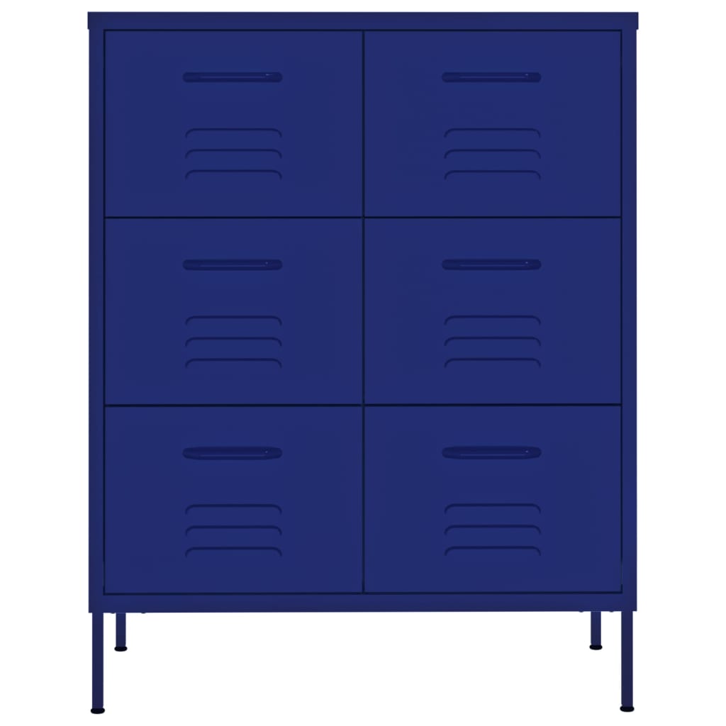 kommode 80x35x101,5 cm stål marineblå