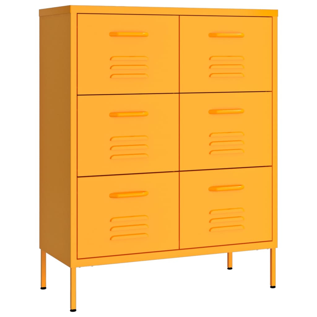 kommode 80x35x101,5 cm stål sennepsgul