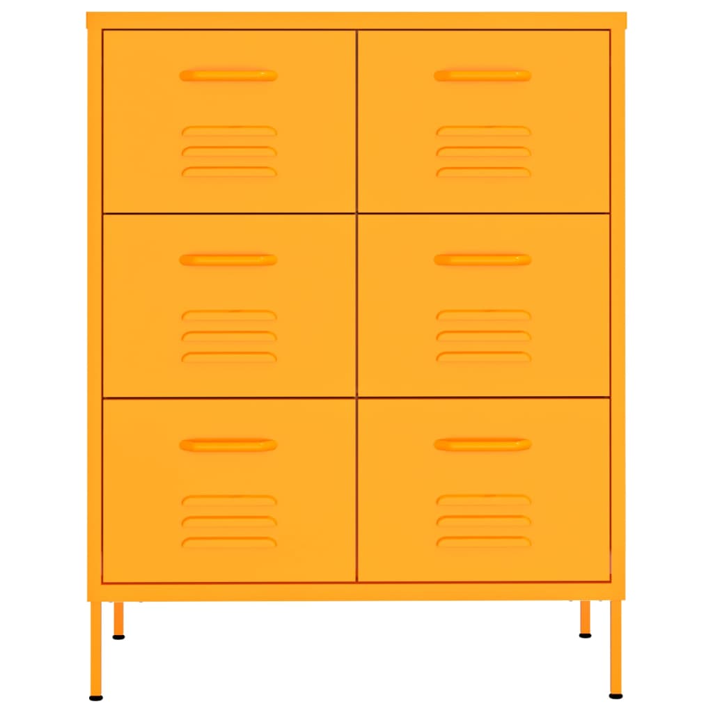 kommode 80x35x101,5 cm stål sennepsgul