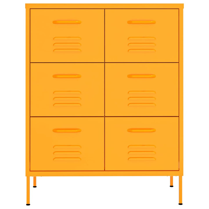kommode 80x35x101,5 cm stål sennepsgul