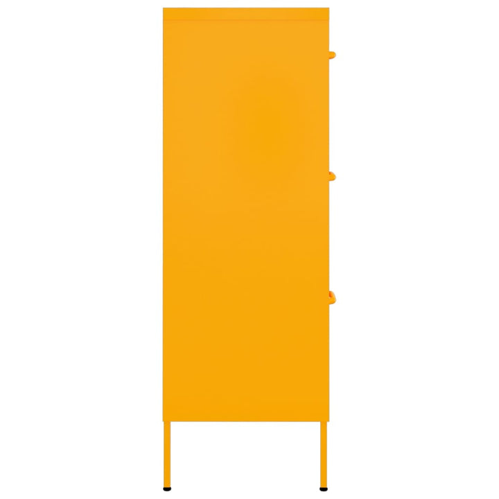 kommode 80x35x101,5 cm stål sennepsgul