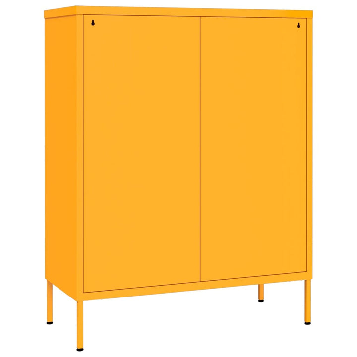 kommode 80x35x101,5 cm stål sennepsgul