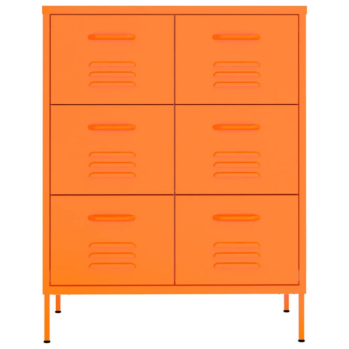 kommode 80x35x101,5 cm stål orange