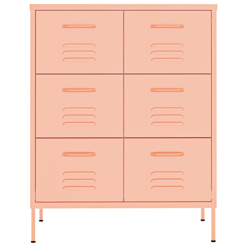 kommode 80x35x101,5 cm stål lyserød