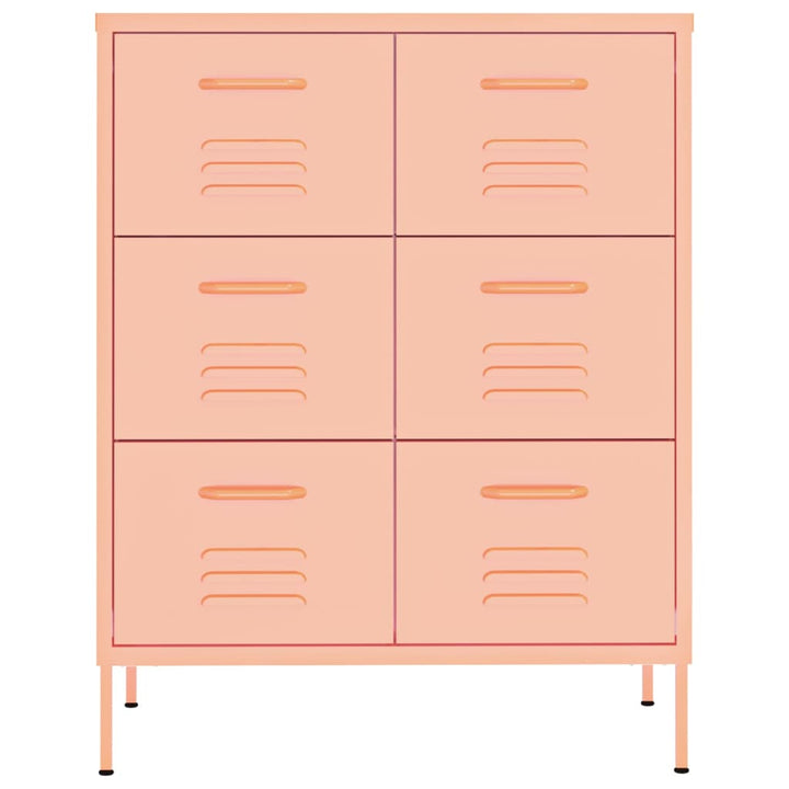 kommode 80x35x101,5 cm stål lyserød
