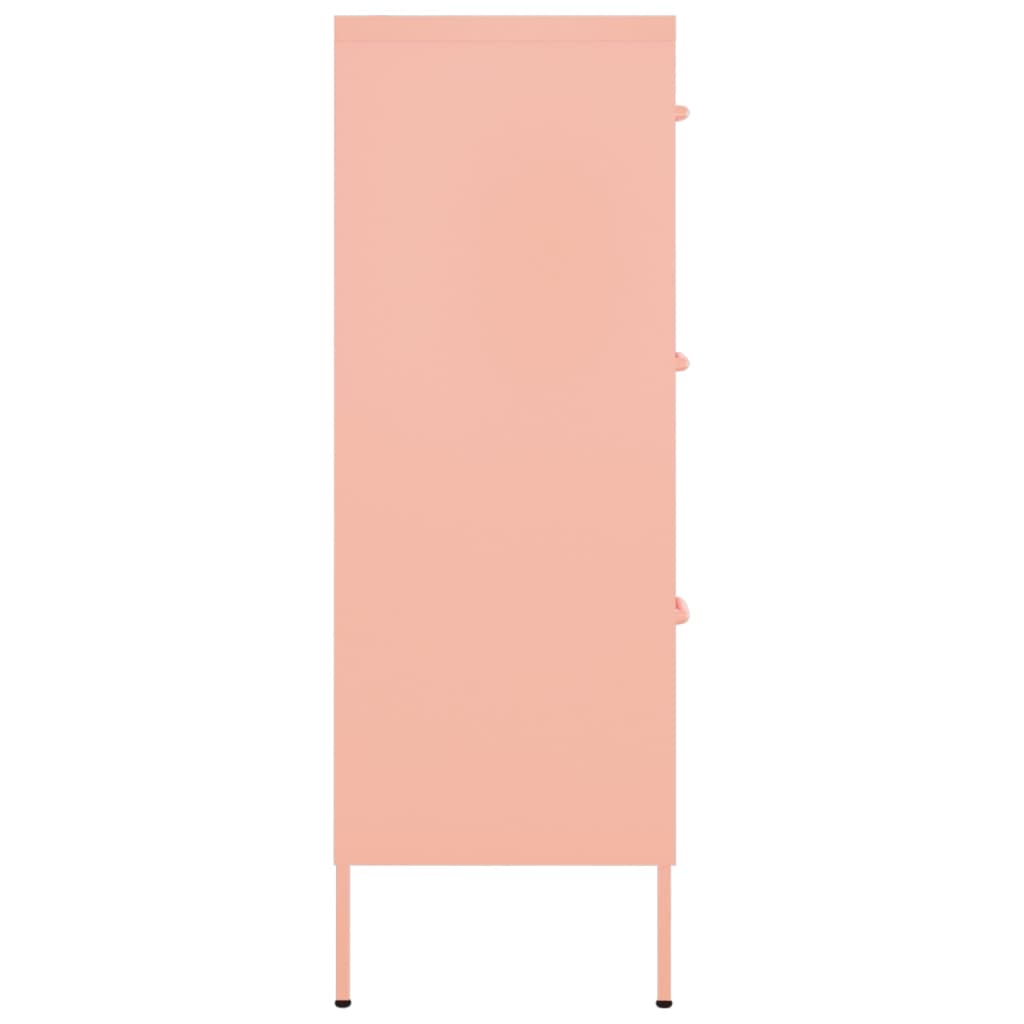 kommode 80x35x101,5 cm stål lyserød