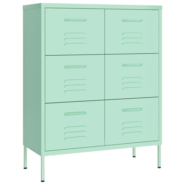 kommode 80x35x101,5 cm stål mintgrøn