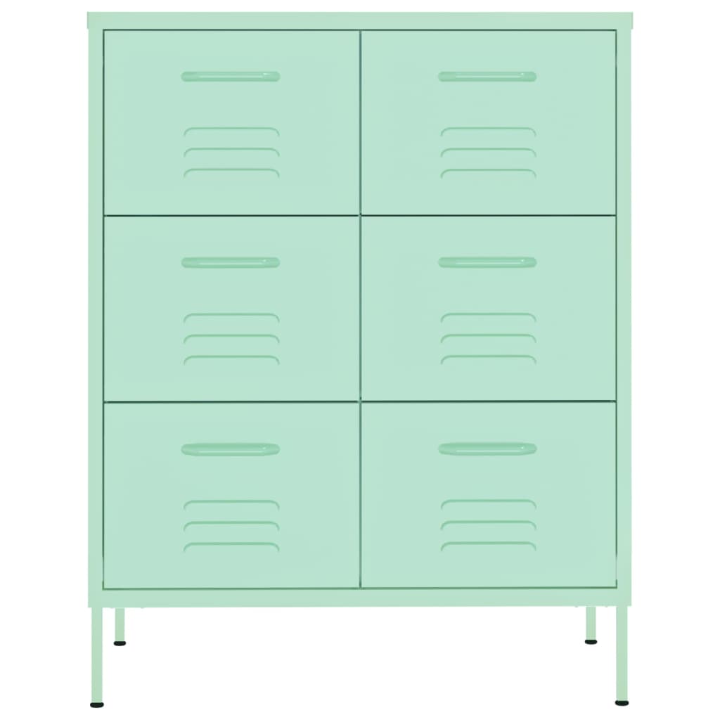 kommode 80x35x101,5 cm stål mintgrøn