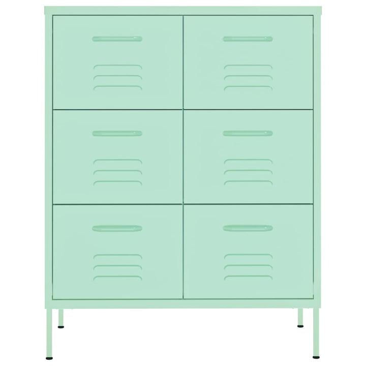 kommode 80x35x101,5 cm stål mintgrøn