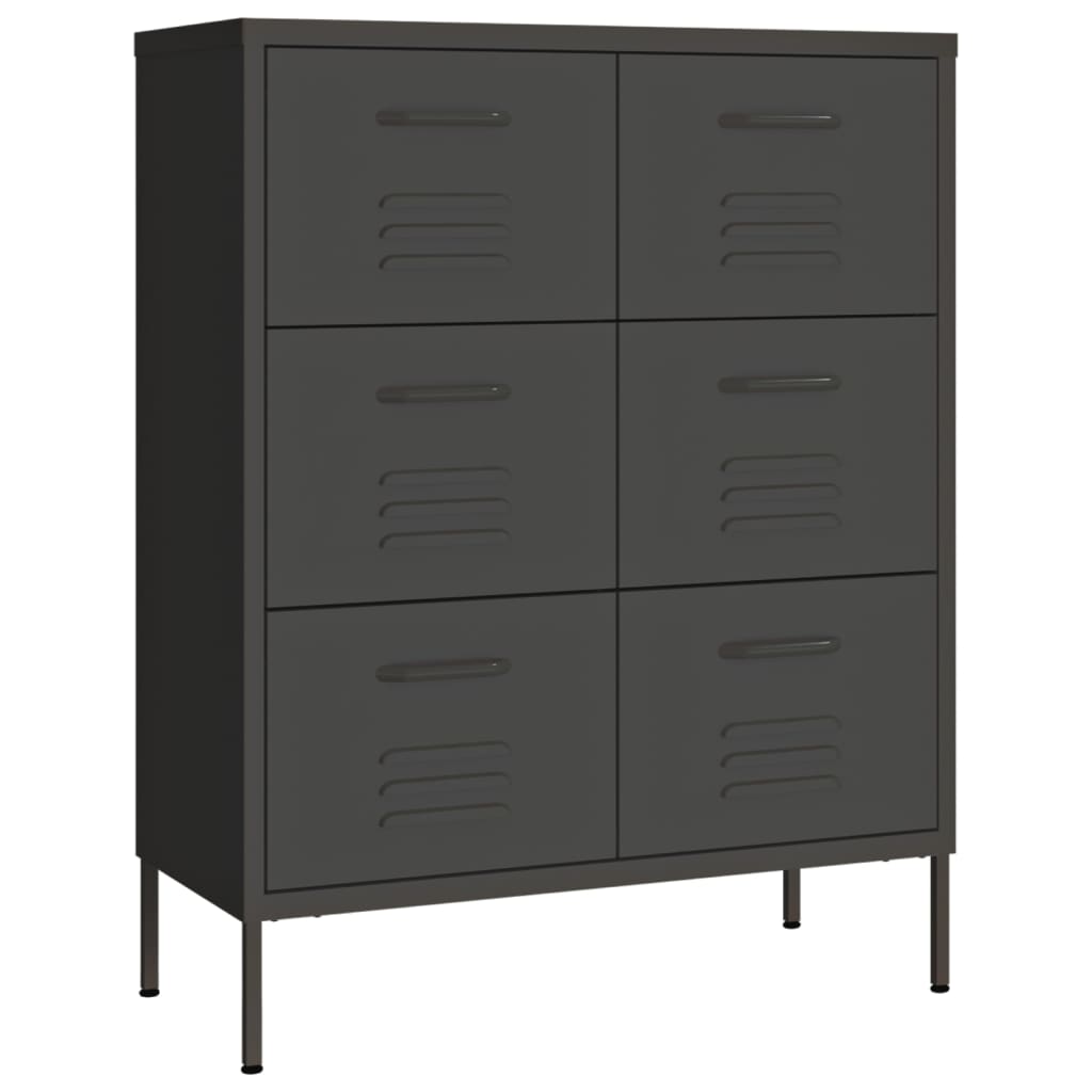kommode 80x35x101,5 cm stål antracitgrå