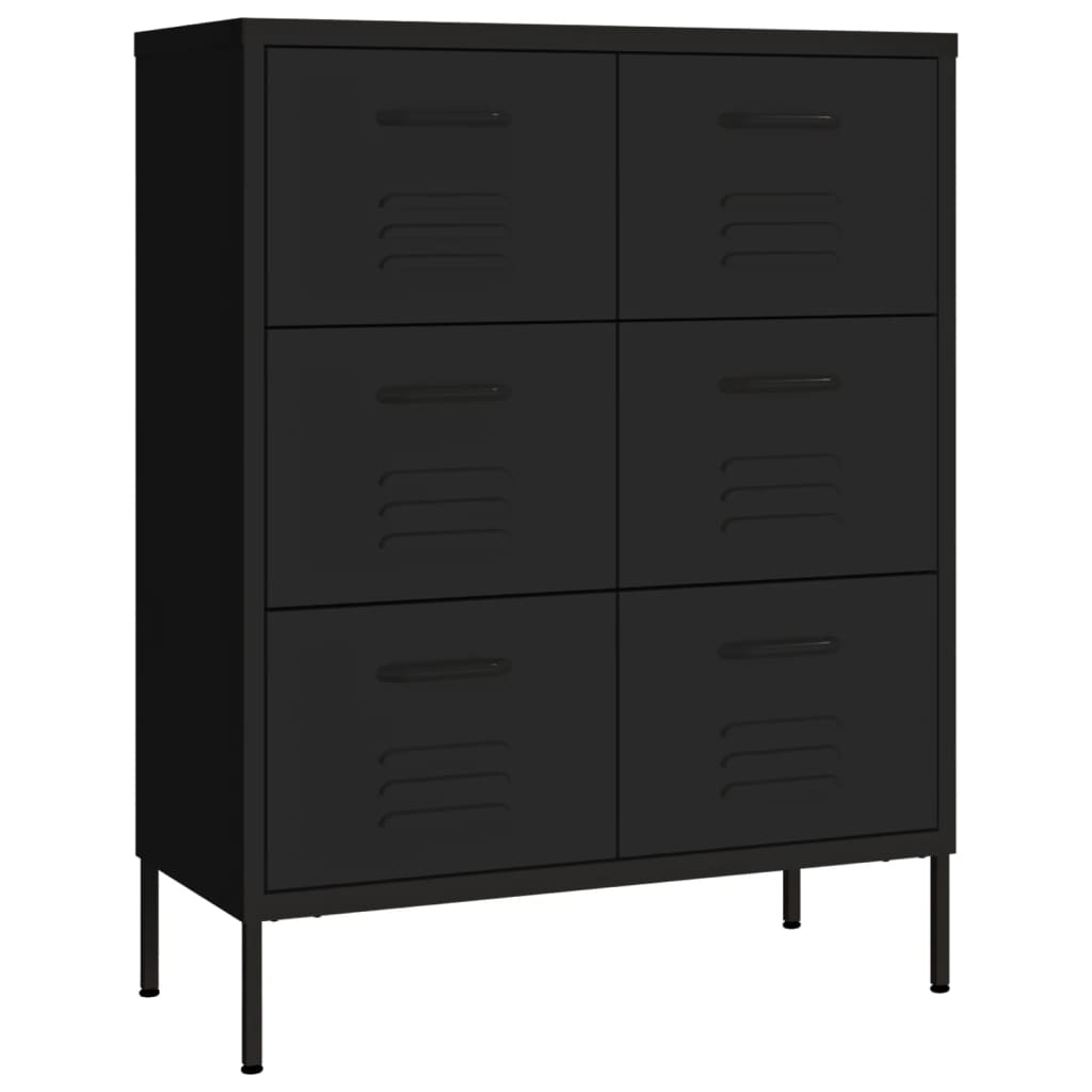 kommode 80x35x101,5 cm stål sort