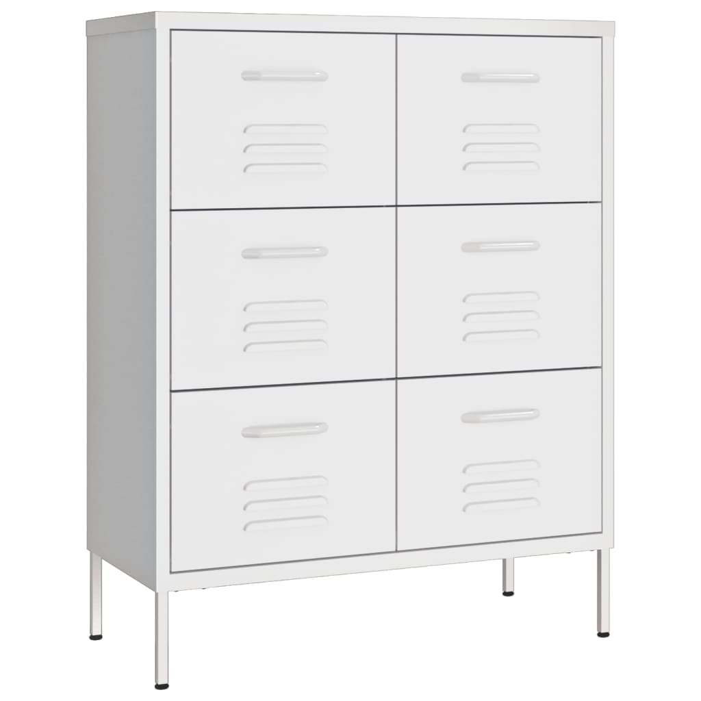 kommode 80x35x101,5 cm stål hvid