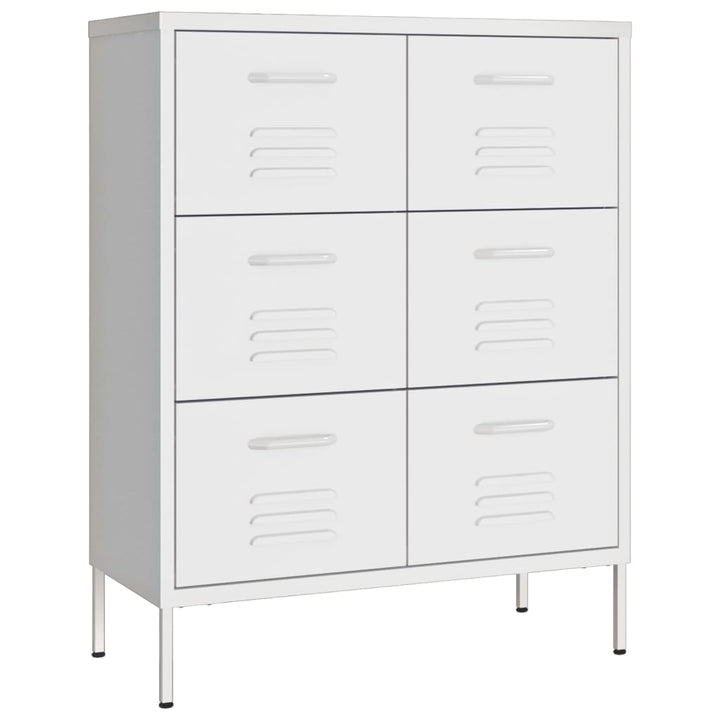 kommode 80x35x101,5 cm stål hvid