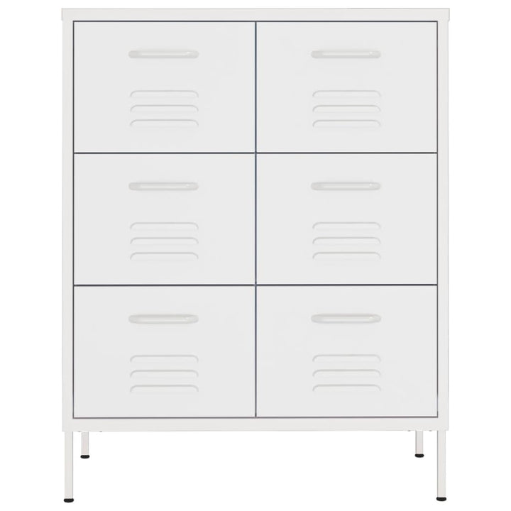kommode 80x35x101,5 cm stål hvid
