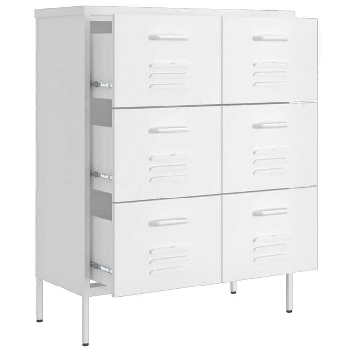 kommode 80x35x101,5 cm stål hvid