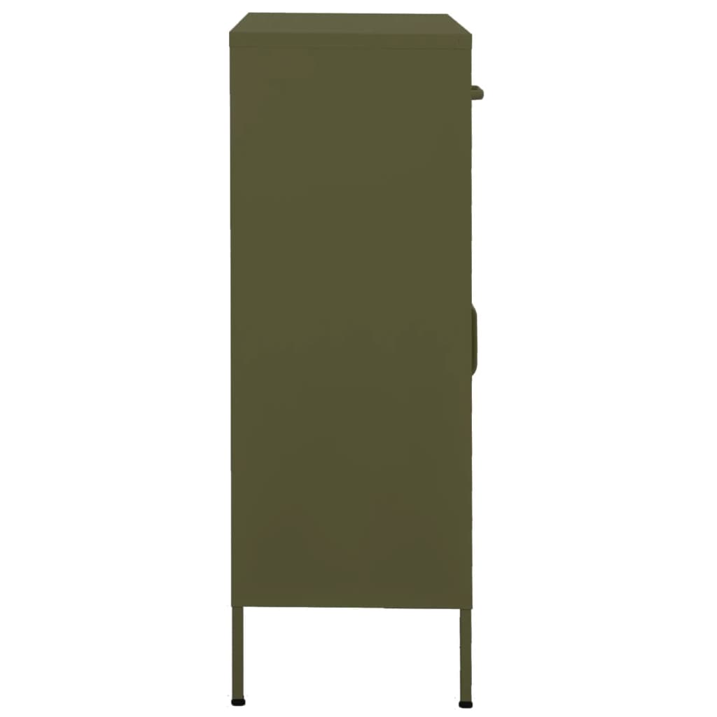 opbevaringsskab 80x35x101,5 cm stål olivengrøn