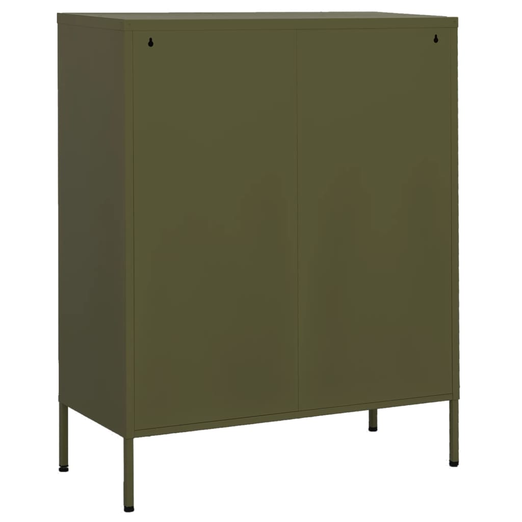 opbevaringsskab 80x35x101,5 cm stål olivengrøn