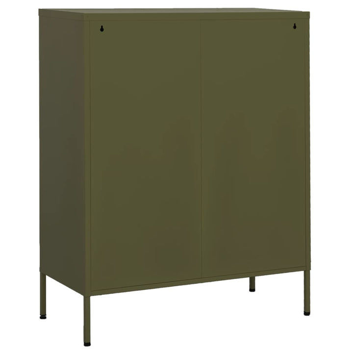 opbevaringsskab 80x35x101,5 cm stål olivengrøn