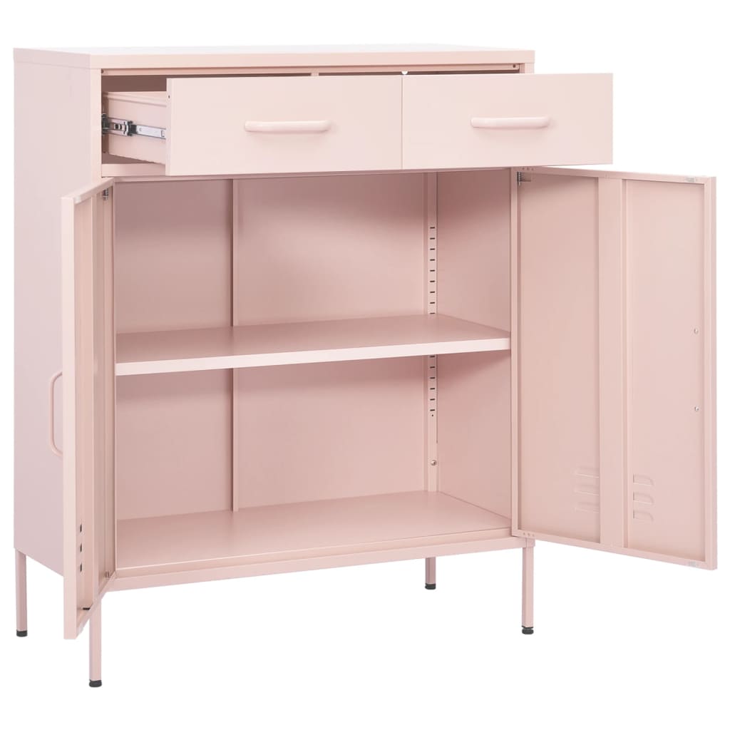 opbevaringsskab 80x35x101,5 cm stål lyserød