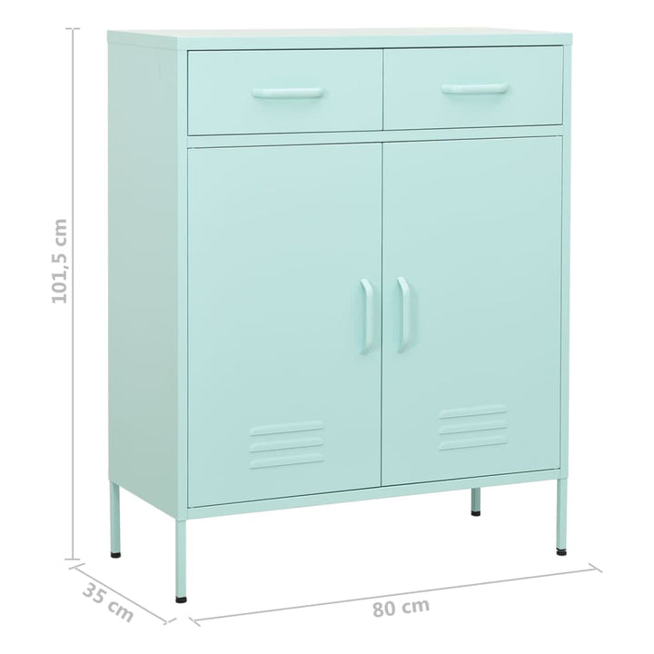 opbevaringsskab 80x35x101,5 cm stål mintgrøn
