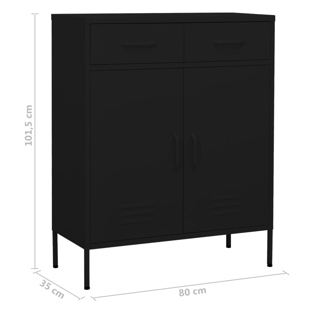 opbevaringsskab 80x35x101,5 cm stål sort