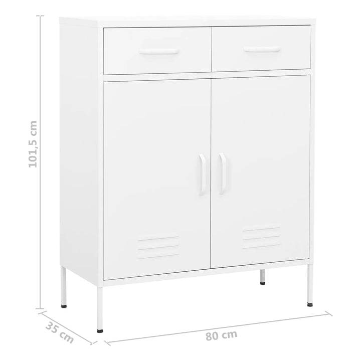 opbevaringsskab 80x35x101,5 cm stål hvid