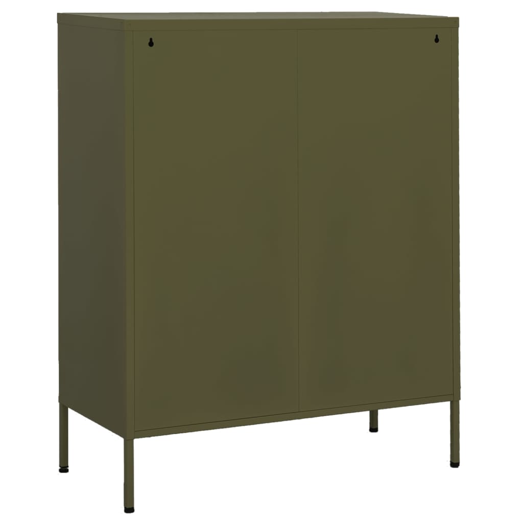 opbevaringsskab 80x35x101,5 cm stål olivengrøn