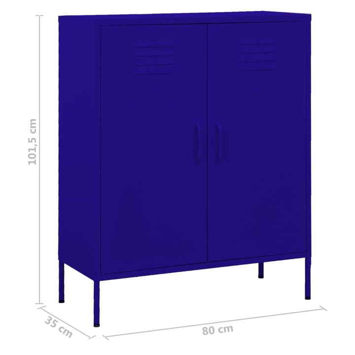 opbevaringsskab 80x35x101,5 cm stål marineblå
